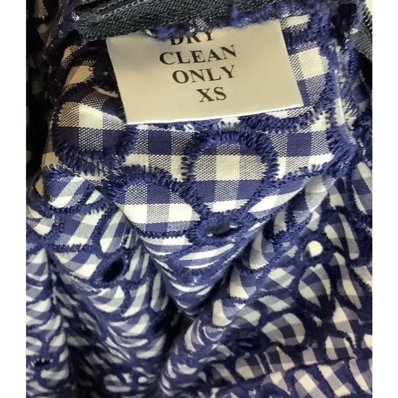 Tish Cox Sz XS Eyelet Ruffle High Low Hem Skirt Blue White Boho Texas - Picture 6 of 7